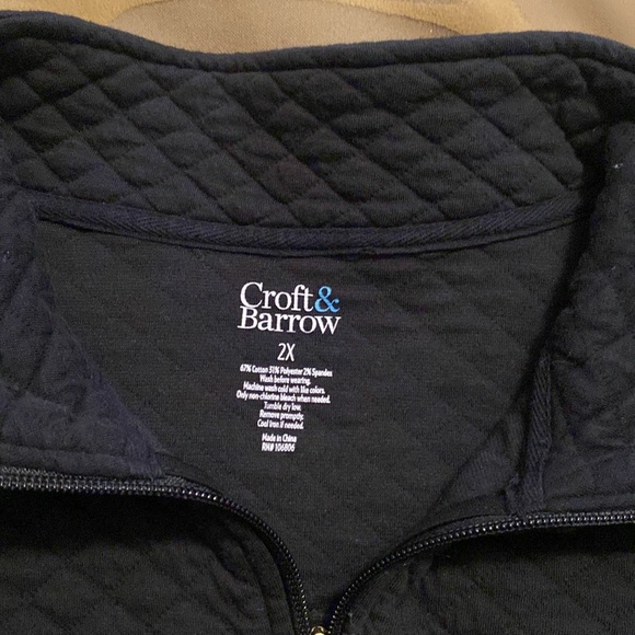 Croft & Barrow quilted zip front jacket in black Sz 2X EUC - Picture 5 of 7